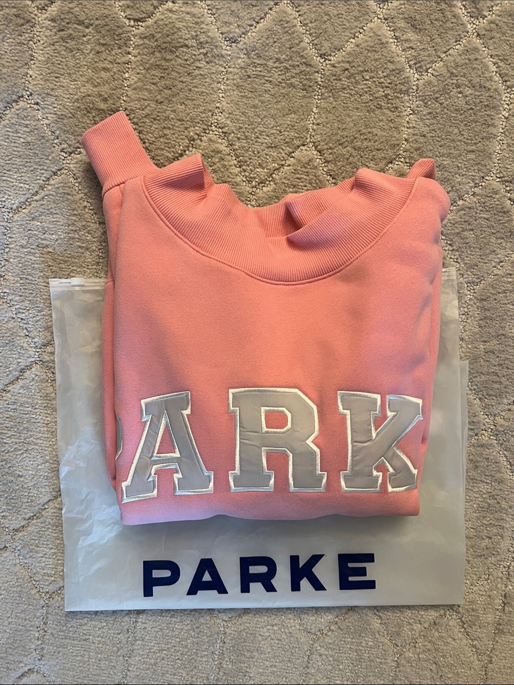 Parke Valentine’s Varsity Mockneck Blush Lavender S/M NEW